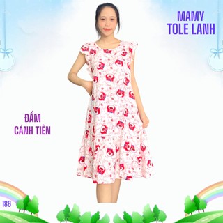 Đầm tay cánh tiên F21 chất vải tole lanh, dành cho mamy từ 40 - 56 kí mặc, có rất nhiều họa tiết gấu dâu xinh, được chọn