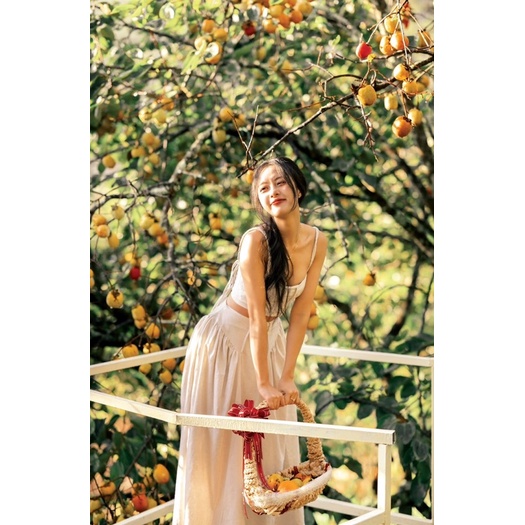 Set váy 2 dây linen đi du lịch phong cách vintage, set áo croptop và  chân váy dài _L355i