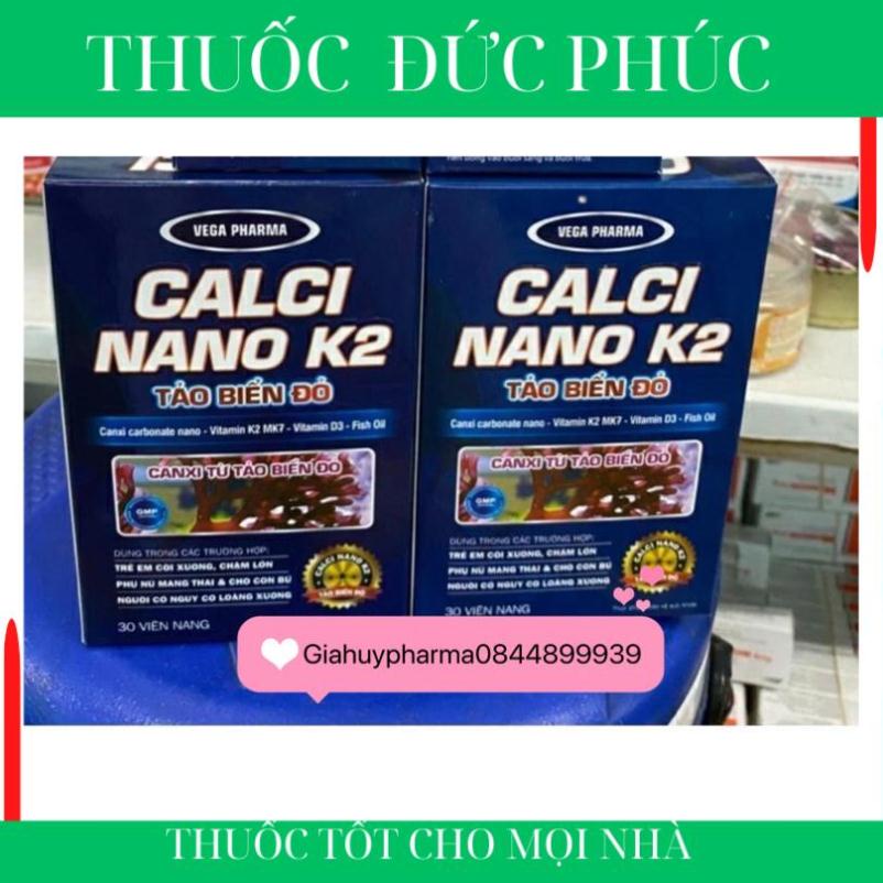 Viên uống calci nano K2 Tảo biển đỏ bổ sung canxi chống còi xương loãng xương (lọ 30v) t