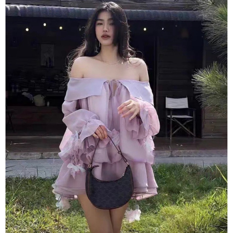 Đầm trễ Vai Bánh Bèo MELLYSTORE Váy Bánh Bèo Chất Liệu Tơ Nến Cao Cấp Đẹp Quyến Rũ ,Sang Trọng - Đầm Thiết Kế M15 MA83