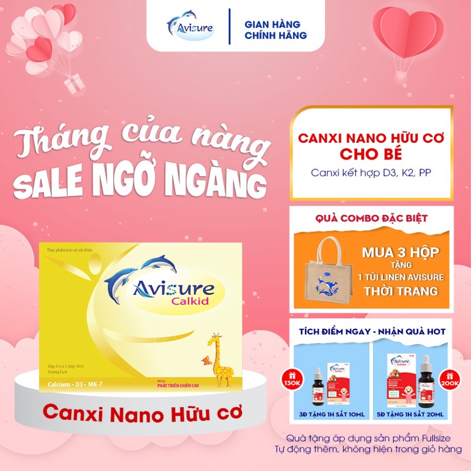 Tích điểm đổi quà - Avisure Calkid canxi nano tự nhiên cho bé - Chính Hãng