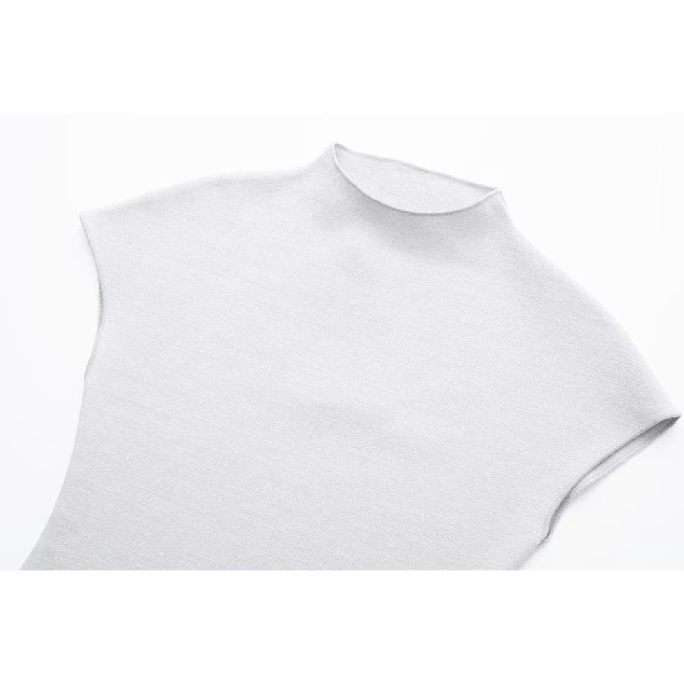 Morocco Zara đầm cotton cổ 2cm tày chờm phong cách đơn giản thanh lịch