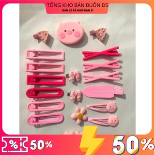 TD55 Set 19 món kẹp tóc tone hồng cute