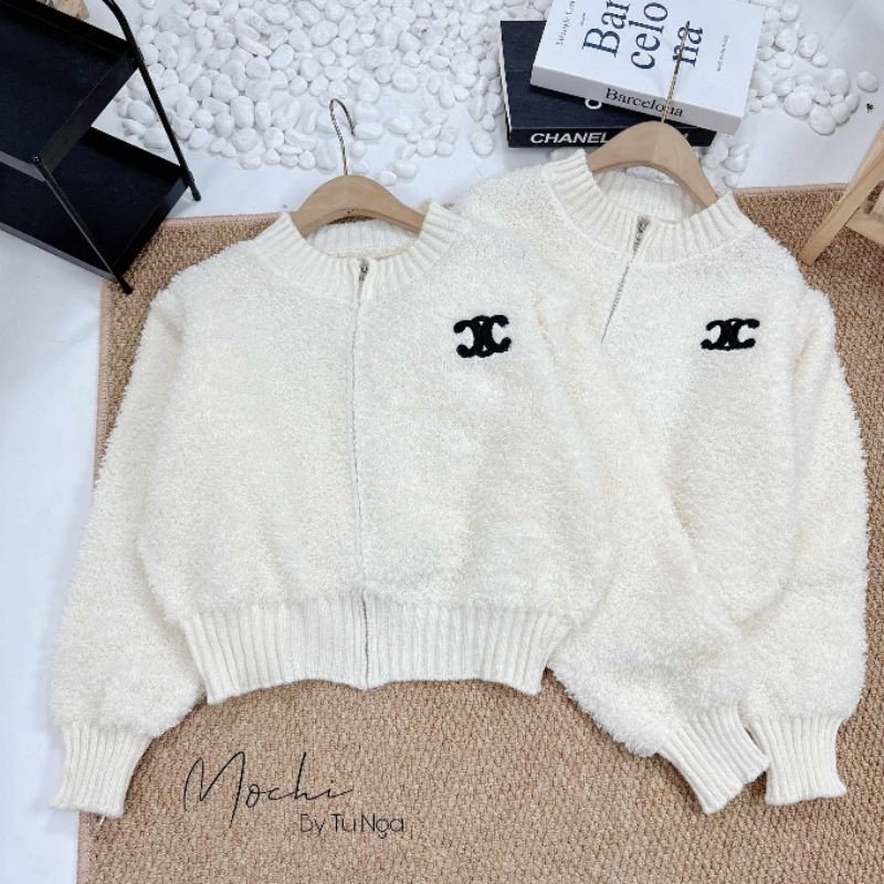 Áo khoác len bông thêu chữ x hàng QC