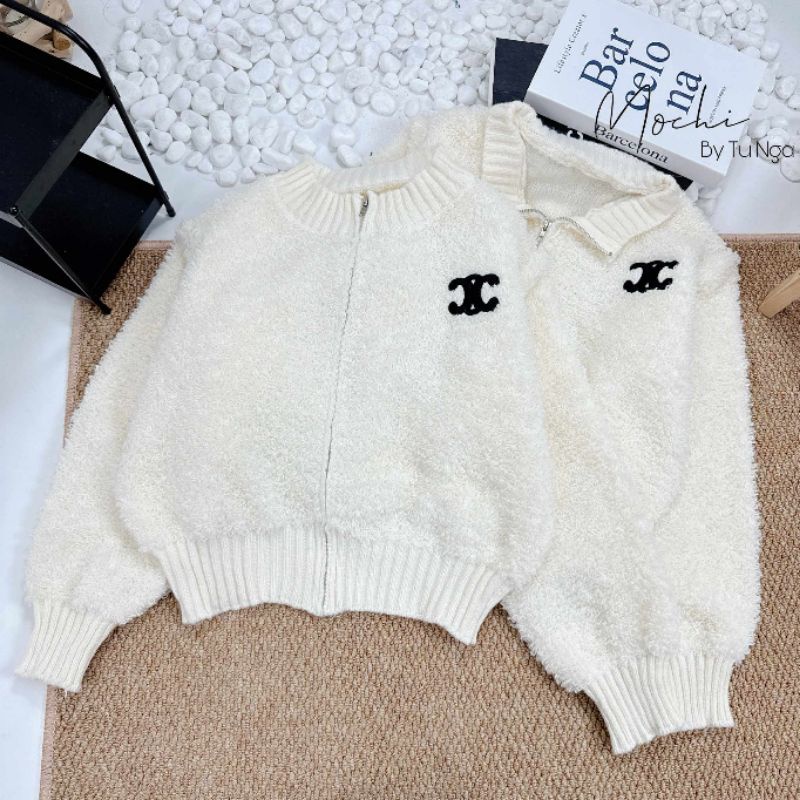 Áo khoác len bông thêu chữ x hàng QC