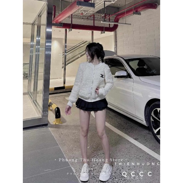 Áo khoác len bông thêu chữ x hàng QC