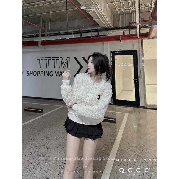 Áo khoác len bông thêu chữ x hàng QC