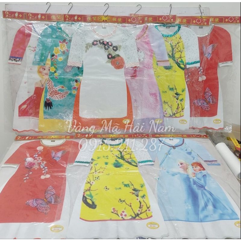 Áo Dài Bé Gái Kiểu Cách Tân Họa Tiết Nhiều Màu - Hàng Dày Đẹp