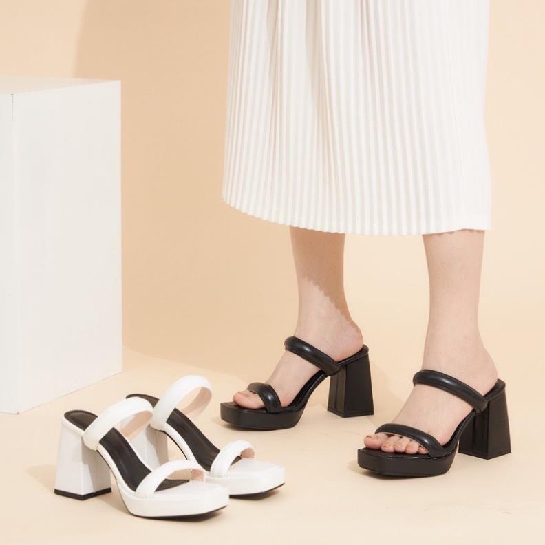 Giày sandal nữ đúp vuông 9p quai 2 bản phồng - SD162