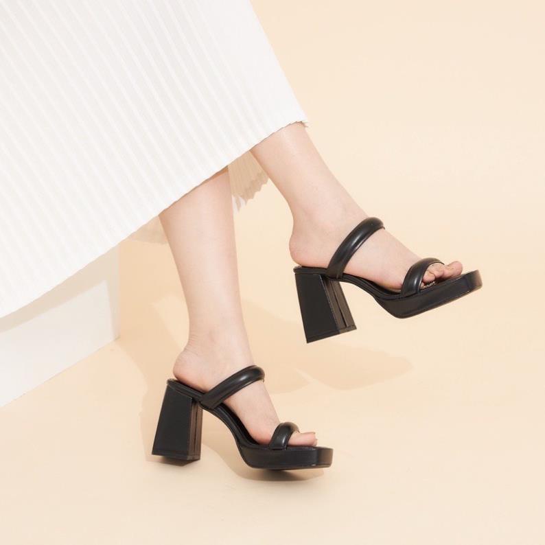 Giày sandal nữ đúp vuông 9p quai 2 bản phồng - SD162