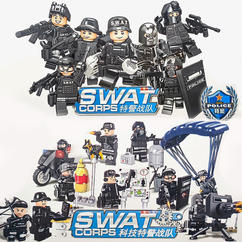 Đồ Chơi Lắp Ráp Mô Hình Xe Cảnh Sát / Máy Bay Quân Đội Trung Quốc Cỡ Nhỏ Cho Bé