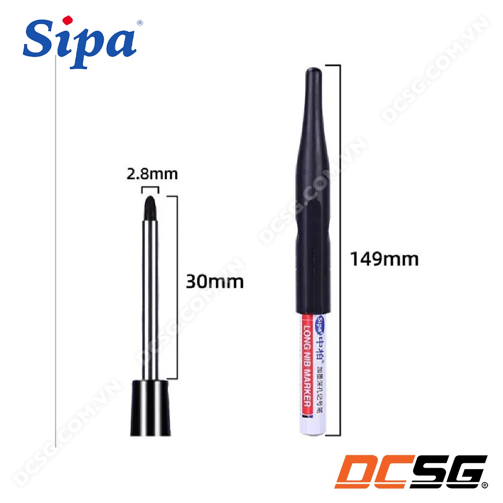 Bút lông đánh dấu ngòi dài 30mm kháng nước và nhanh khô - Dùng cho thợ điện, kim khí SIPA SM903 | DCSG