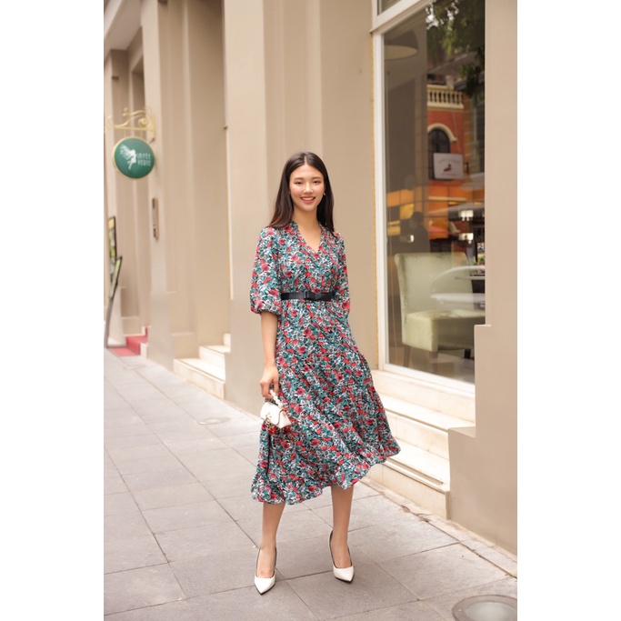 Đầm dáng suông, hạ eo, bèo 3 tầng, cổ tàu, chất liệu cotton linen nhẹ mát, may 1 lớp, đi chơi/đi làm CLARA MARE DRE4024