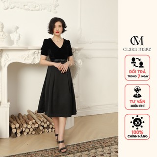 Đầm nhung phối clara mare chất liệu vải thân trên: nhung thân dưới: tafta dre3046