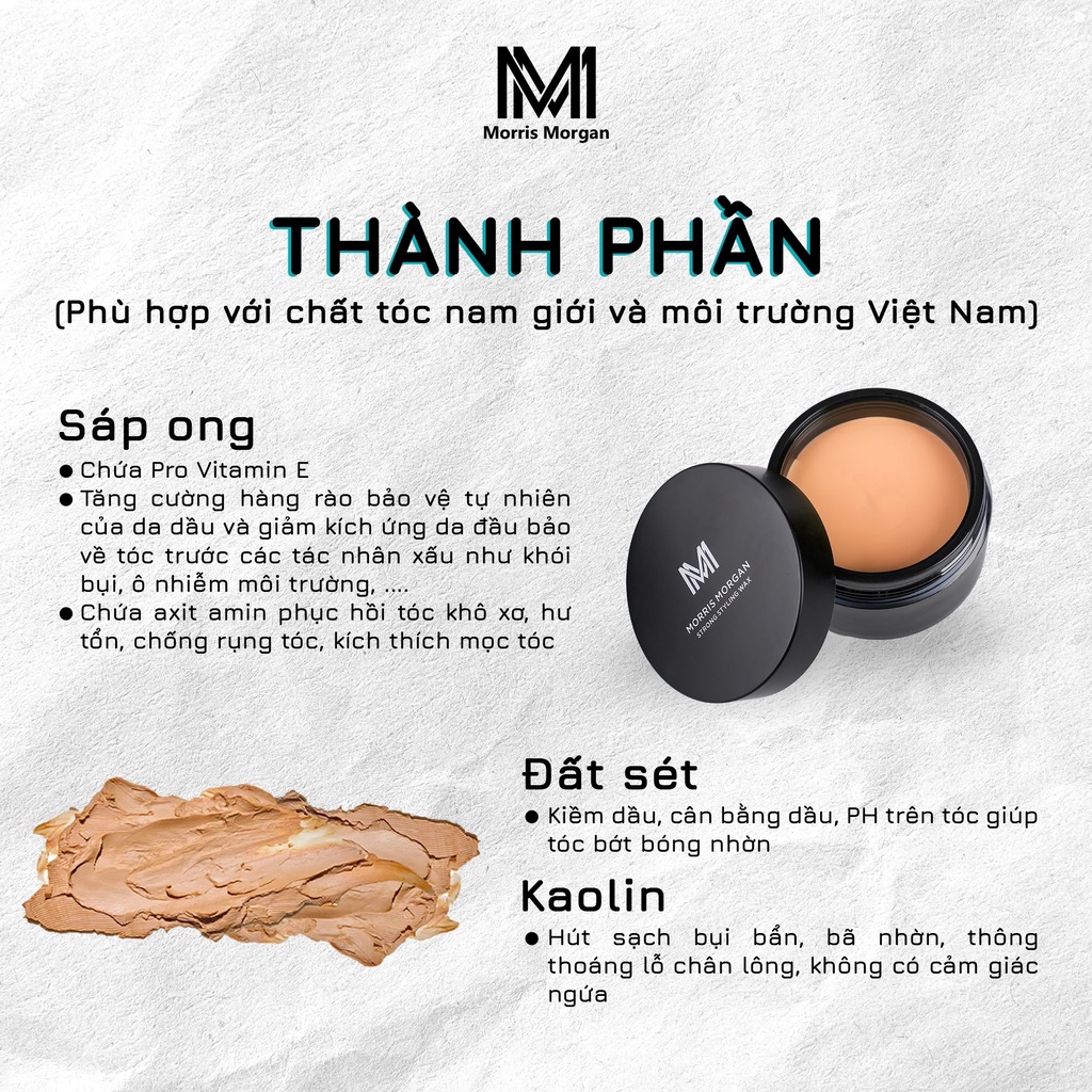 Sáp vuốt tóc nam cao cấp Morris Morgan, hàng chính hãng