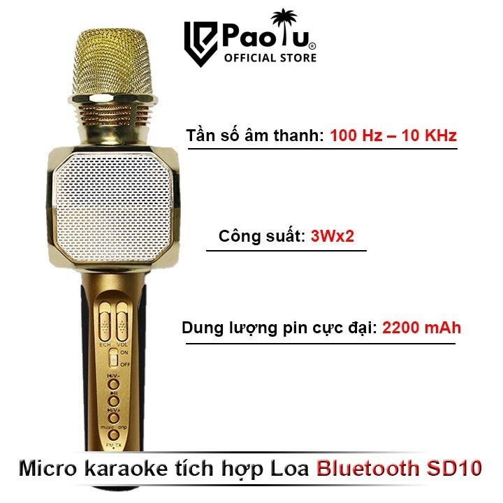 Micro Karaoke Bluetooth SD 10 Paolu Cho Mọi Loại Thiết Bị Có Bluetooth