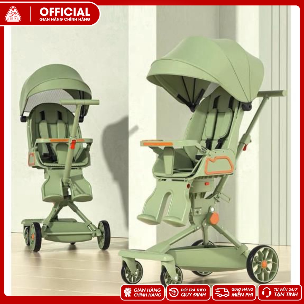 Xe đẩy 2 chiều 3 tư thế cho bé V9 bản cải tiến kèm bàn ăn,dễ dàng gấp gọn