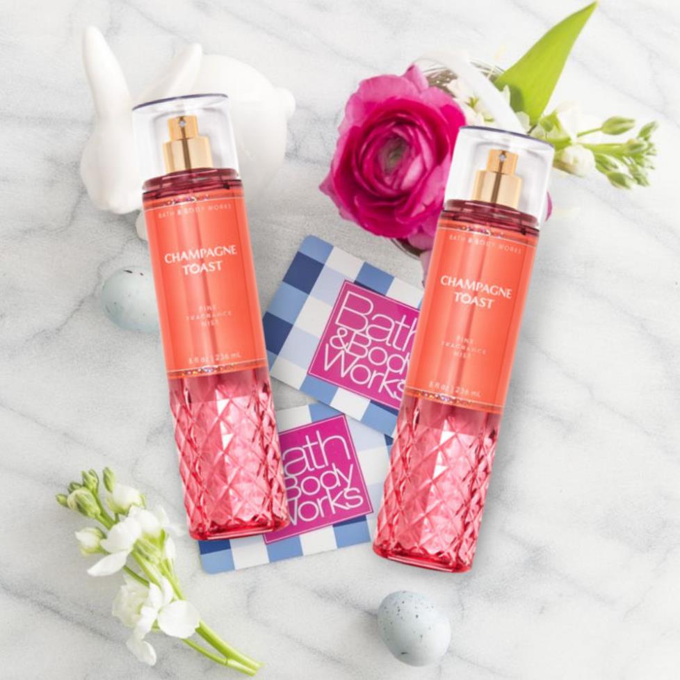 Xịt Thơm Toàn Thân & Body Works Champagne Toast Bath Hương Thơm Tinh Tế Giúp Da Sáng Hồng 236ml