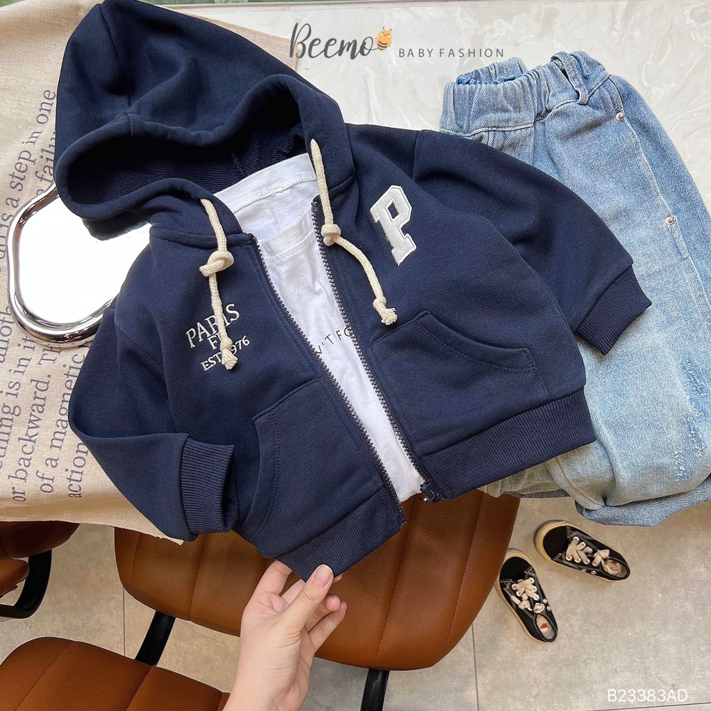 Áo khoác nỉ có mũ mùa thu đông hoodie beemo cho bé