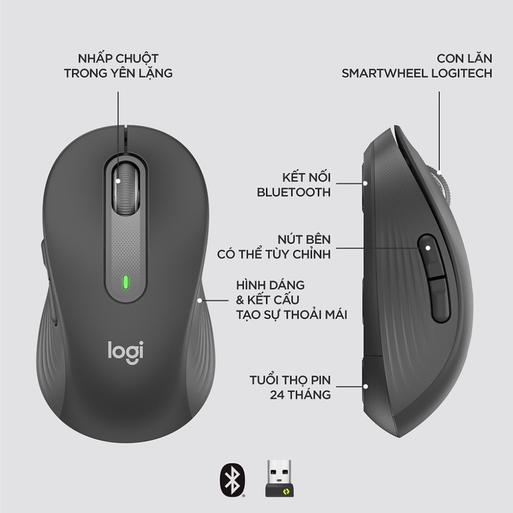 Chuột không dây bluetooth Logitech Signature M650L
