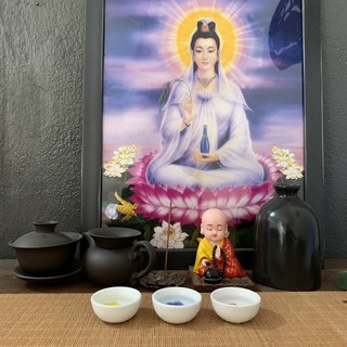 Chén nước cúng Phật, bộ 3 chén cúng dường bằng sứ
