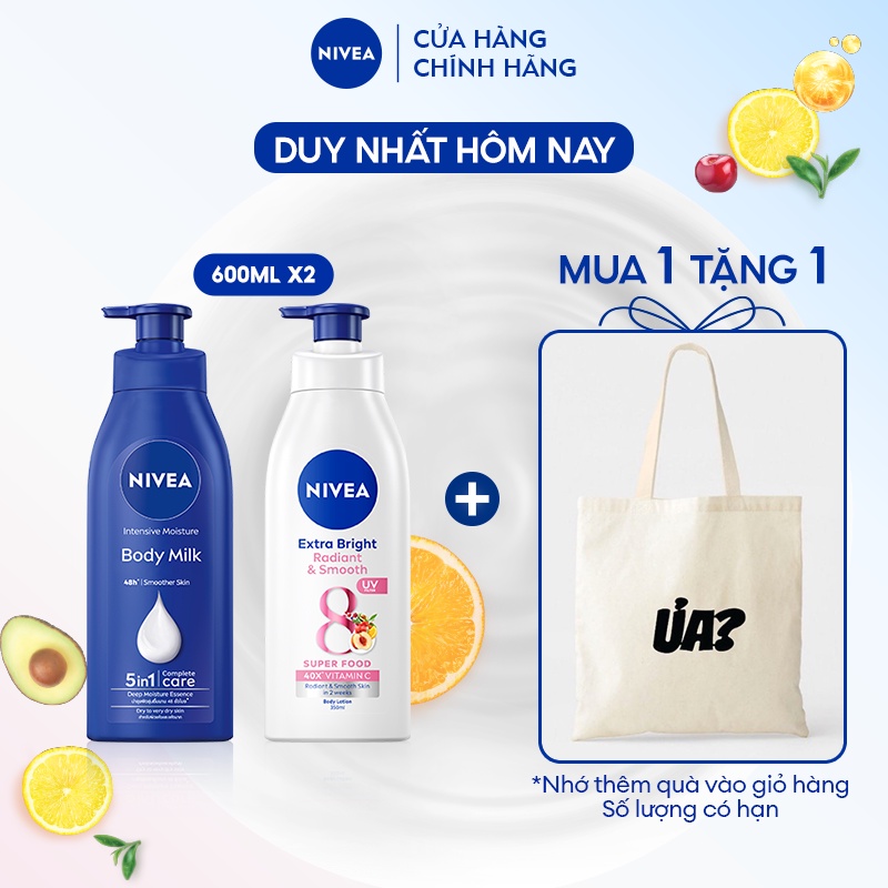 Bộ Đôi Sữa Dưỡng Thể NIVEA Dưỡng Ẩm & Mịn Mượt Da 550 ml: Dưỡng Ẩm Chuyên Sâu 48H & Dưỡng Sáng Mịn Mượt