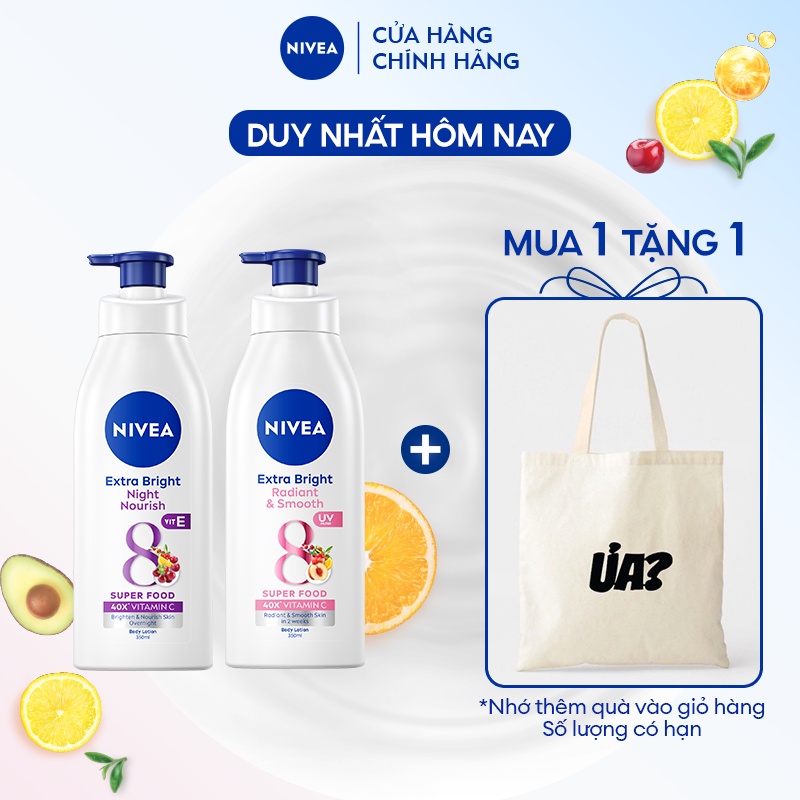 Bộ Đôi Sữa Dưỡng Thể NIVEA Dưỡng Sáng & Mịn Da Chuyên Sâu Ngày & Đêm (350 ml)