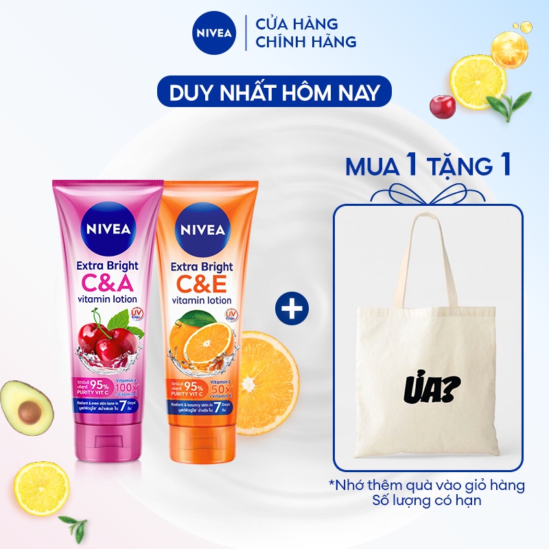 Bộ Đôi Sữa Dưỡng Thể NIVEA Vitamin C&E & C&A Sáng Mượt, Đều Màu Da Sau 7 Ngày 180 ml