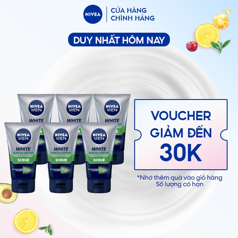 Bộ 6 Sữa Rửa Mặt NIVEA MEN Chứa Hạt Mát-Xa Kiểm Soát Nhờn (100 g) - 84428