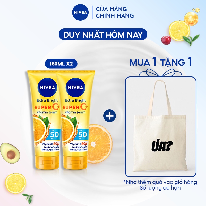 Bộ 2 Serum Dưỡng Thể & Chống Nắng SPF50 PA+++ NIVEA Vitamin Super C+ (180 ml) - 98448