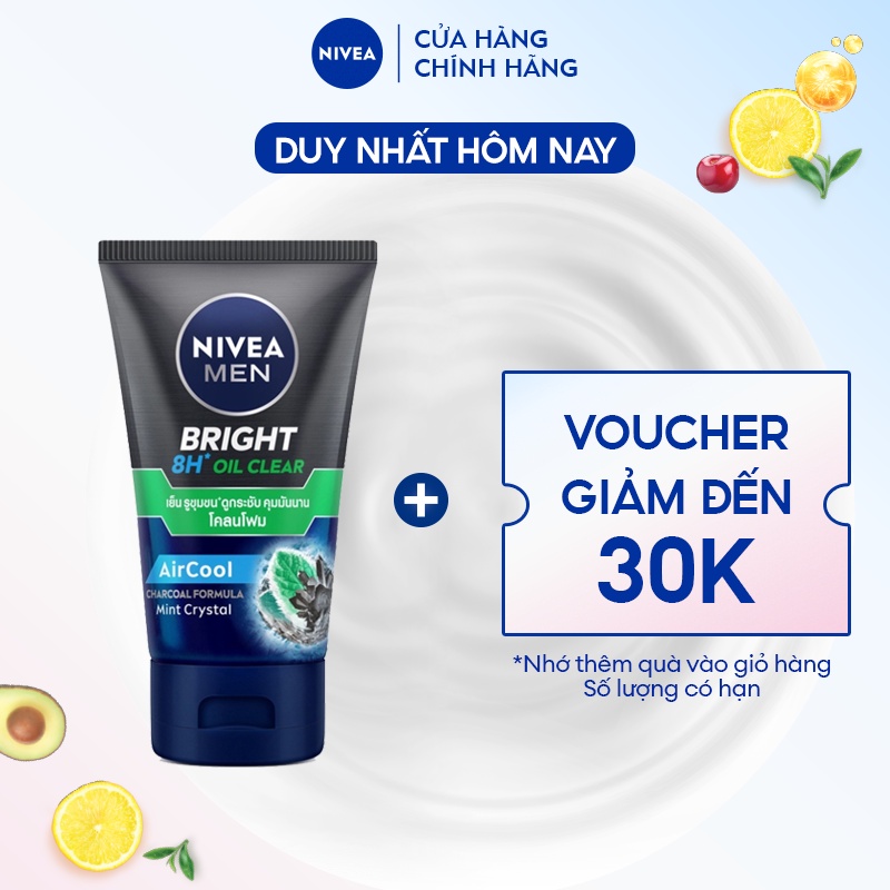 Sữa Rửa Mặt NIVEA MEN Bright Oil Clear Bùn Khoáng Kiểm Soát Nhờn | Sạch Sâu (100 g) - 86569