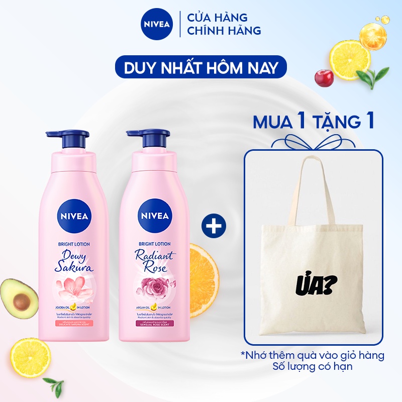 Bộ Đôi Sữa Dưỡng Thể NIVEA Sáng Da Hương Hoa Hồng & Hoa Anh Đào (350 ml)