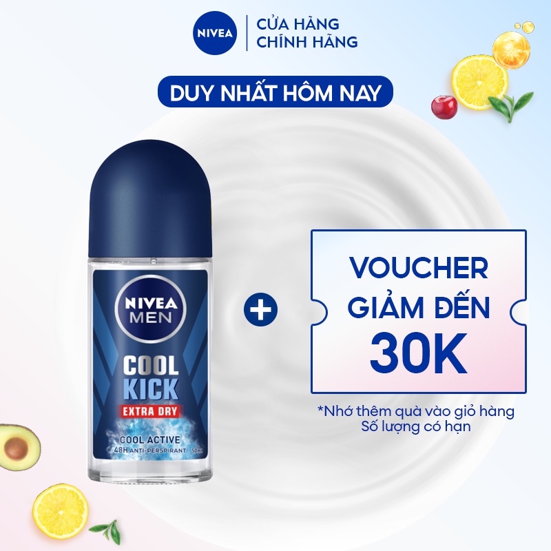 Lăn Ngăn Mùi NIVEA MEN Cool Kick Mát Lạnh - Thơm Năng Động (50 ml) - 82886