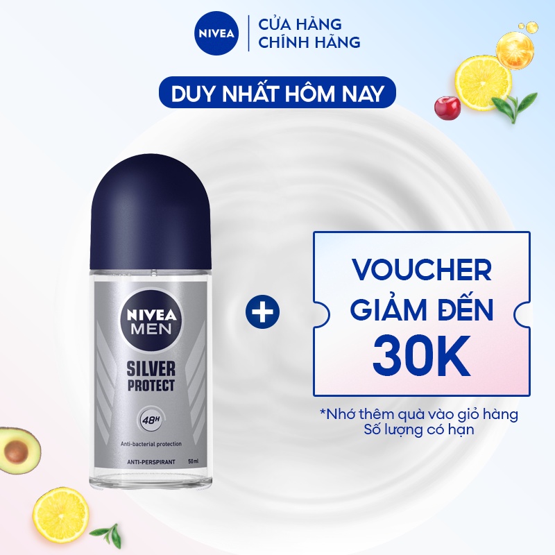 Lăn Ngăn Mùi NIVEA MEN Silver Protect Phân Tử Bạc Ngăn Khuẩn Gây Mùi Vượt Trội (50 ml) - 83778