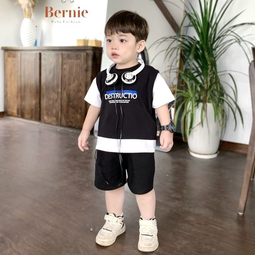 Bộ cộc tay bé trai DESTRUCTIO Bernie phong cách Hàn Quốc- Bộ bé trai mùa hè thể thao cho bé 9-23kg - 0623B010