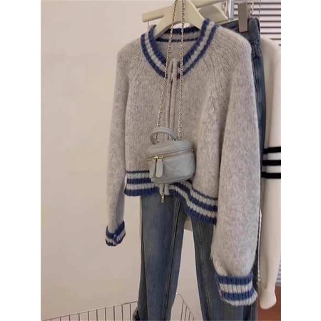 Áo Khoác cardigan Dệt Kim Tay Dài Dáng Ngắn Thời Trang Thu Đông Cho Nữ