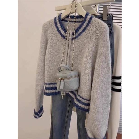 Áo Khoác cardigan Dệt Kim Tay Dài Dáng Ngắn Thời Trang Thu Đông Cho Nữ