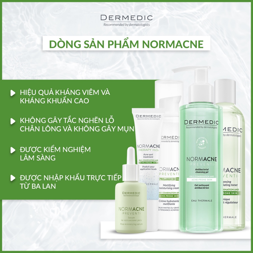 Kem Dưỡng Ẩm Ban Ngày Giảm Dầu Mụn Dermedic Normacne Mattifying Moisturising Cream 40ml