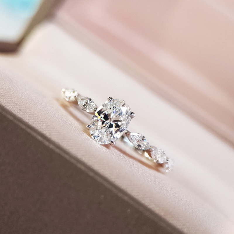 Nhẫn Đính Hôn Đính Đá Zircon Hình Trứng Chim Bồ Câu Độc Đáo Phong Cách Âu Mỹ Thời Trang Cho Nữ