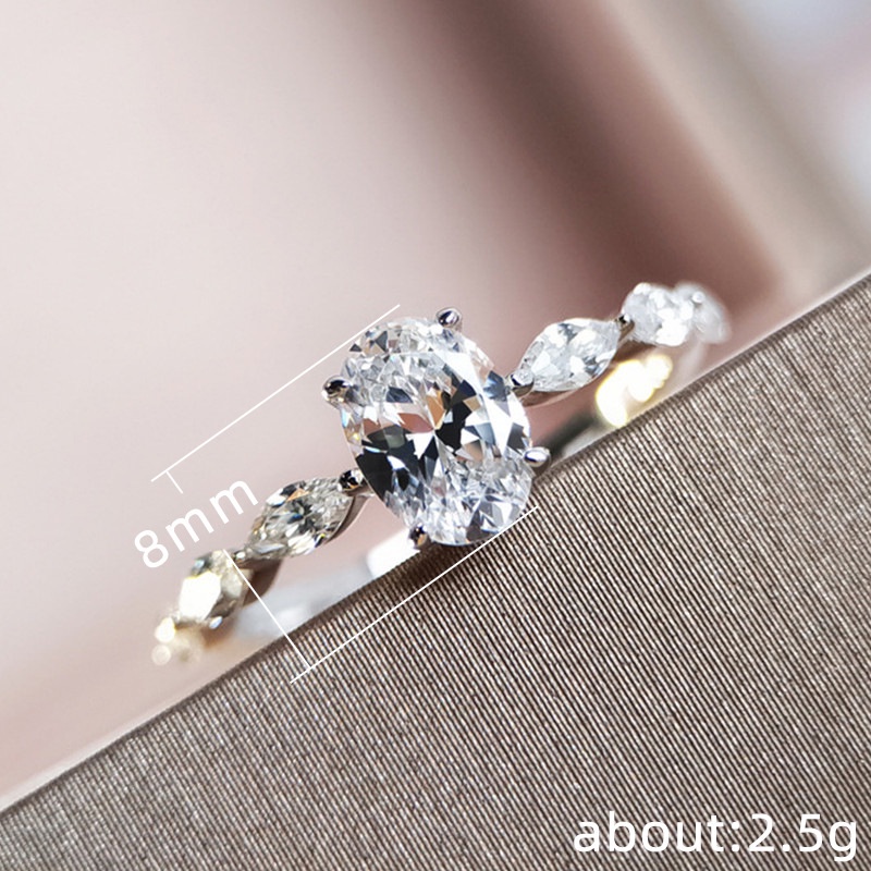 Nhẫn Đính Hôn Đính Đá Zircon Hình Trứng Chim Bồ Câu Độc Đáo Phong Cách Âu Mỹ Thời Trang Cho Nữ