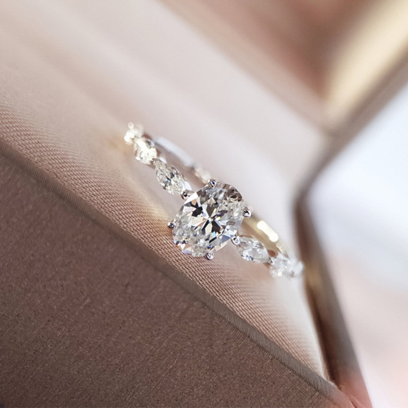 Nhẫn Đính Hôn Đính Đá Zircon Hình Trứng Chim Bồ Câu Độc Đáo Phong Cách Âu Mỹ Thời Trang Cho Nữ