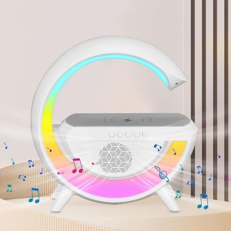 Loa Bluetooth Không Dây Chữ G Kiêm Sạc Nhanh Không Dây Thiết Kế Đèn Led RGB Nháy Theo Nhạc Âm Thanh Hay Bảo Hành 6 Tháng