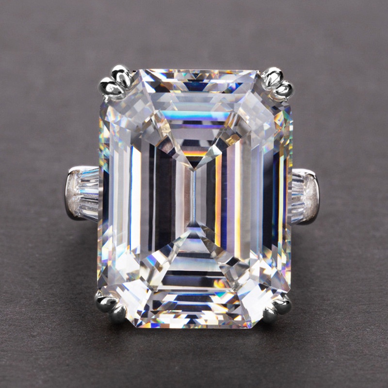 Nhẫn Đính Hôn Đính Đá Zircon Hình Chữ Nhật Lớn Hợp Thời Trang Sang Trọng Cho Nữ