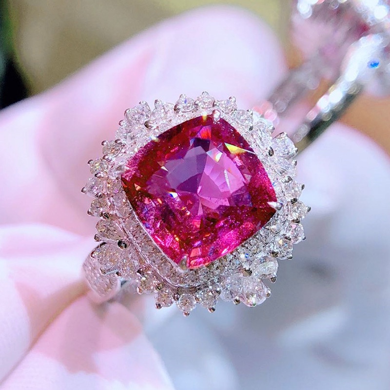 Nhẫn Đính Đá Ruby Nhân Tạo Nhiều Màu Phong Cách Âu Mỹ Sang Trọng