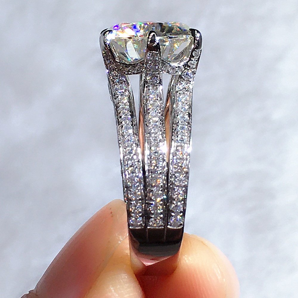 Nhẫn Cưới Đính Đá Zircon Hình Trái Tim Tám Mũi Tên Sang Trọng Phong Cách Âu Mỹ