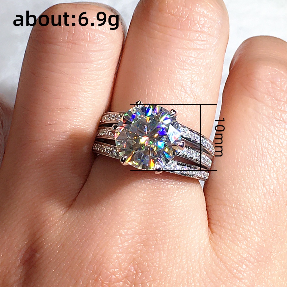 Nhẫn Cưới Đính Đá Zircon Hình Trái Tim Tám Mũi Tên Sang Trọng Phong Cách Âu Mỹ