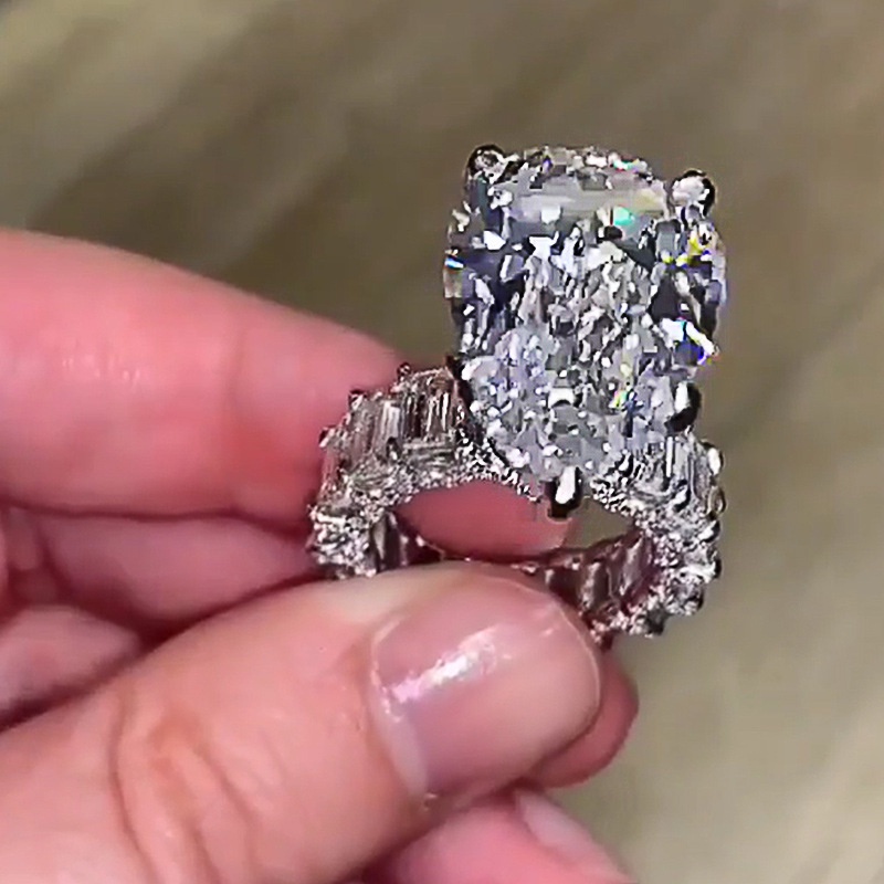 Nhẫn Đính Đá Zircon Cỡ Lớn Thiết Kế Đơn Giản Thích Hợp Làm Quà Tặng