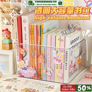 Kệ để sách lưu trữ đồ dùng cá nhân cỡ lớn giá đựng đồ nhựa trong suốt tặng kèm sticker dễ thương - Kho Sỉ CK 668