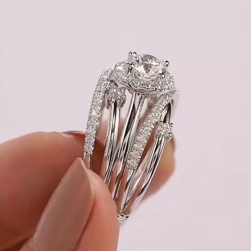 Nhẫn Đính Đá Zircon Phong Cách Âu Mỹ Thời Trang Cho Nữ