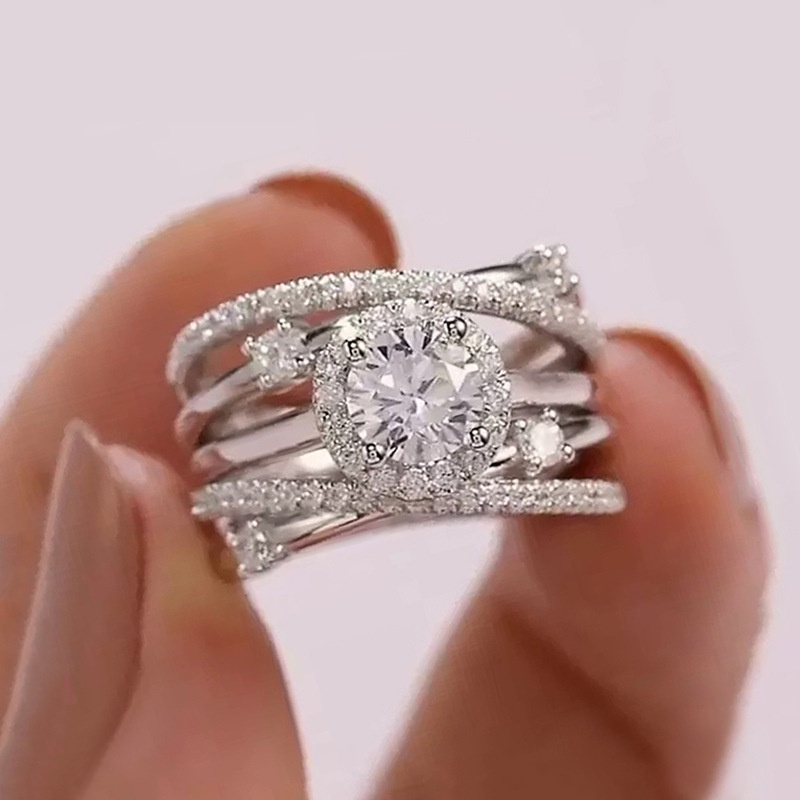 Nhẫn Đính Đá Zircon Phong Cách Âu Mỹ Thời Trang Cho Nữ